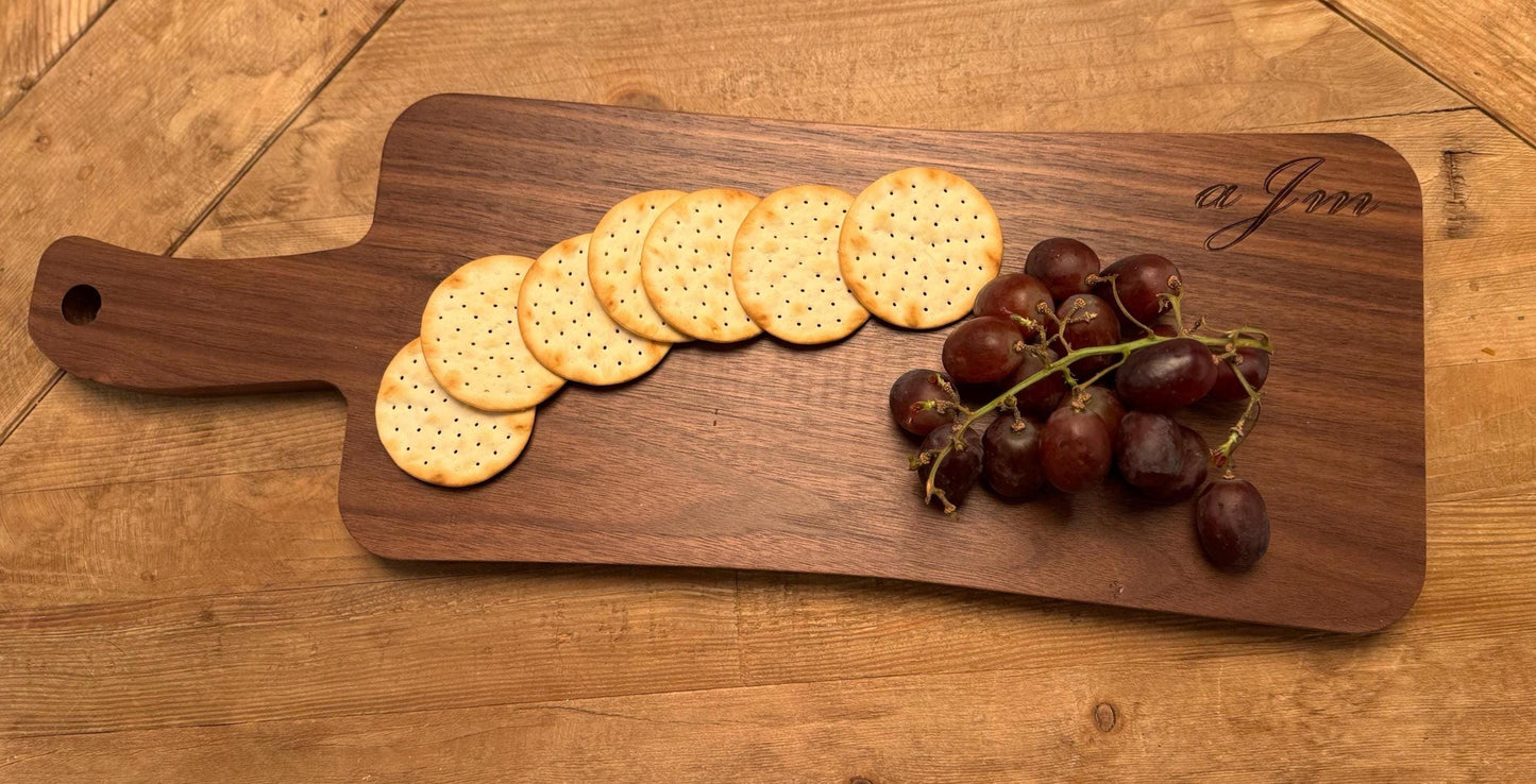 Engraved Walnut Charcuterie Board, Personalized Serving Platter for Weddings, Engagements, Anniversaries, Housewarming Gifts