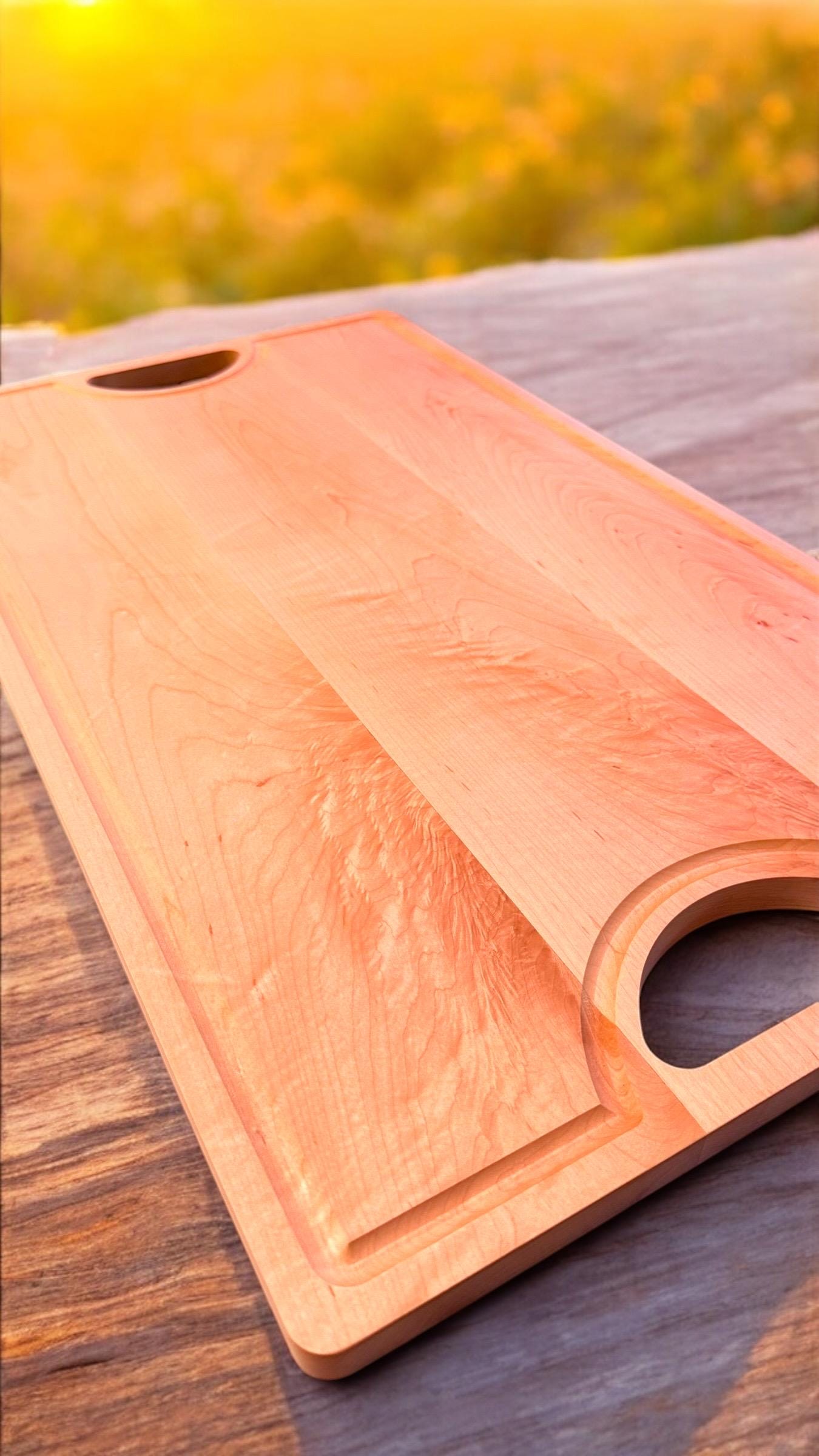 Hard Maple Charcuterie Board with Handle: Personalized Farmhouse Decor