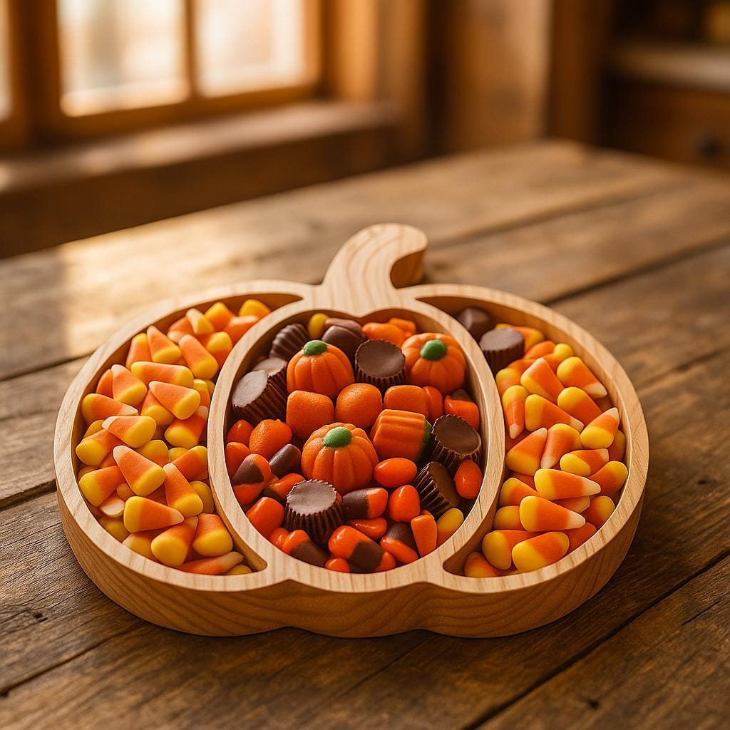 Pumpkin Fall Tray | Rustic Halloween Candy Thanksgiving Cheese Board, Autumn Harvest Party Decor