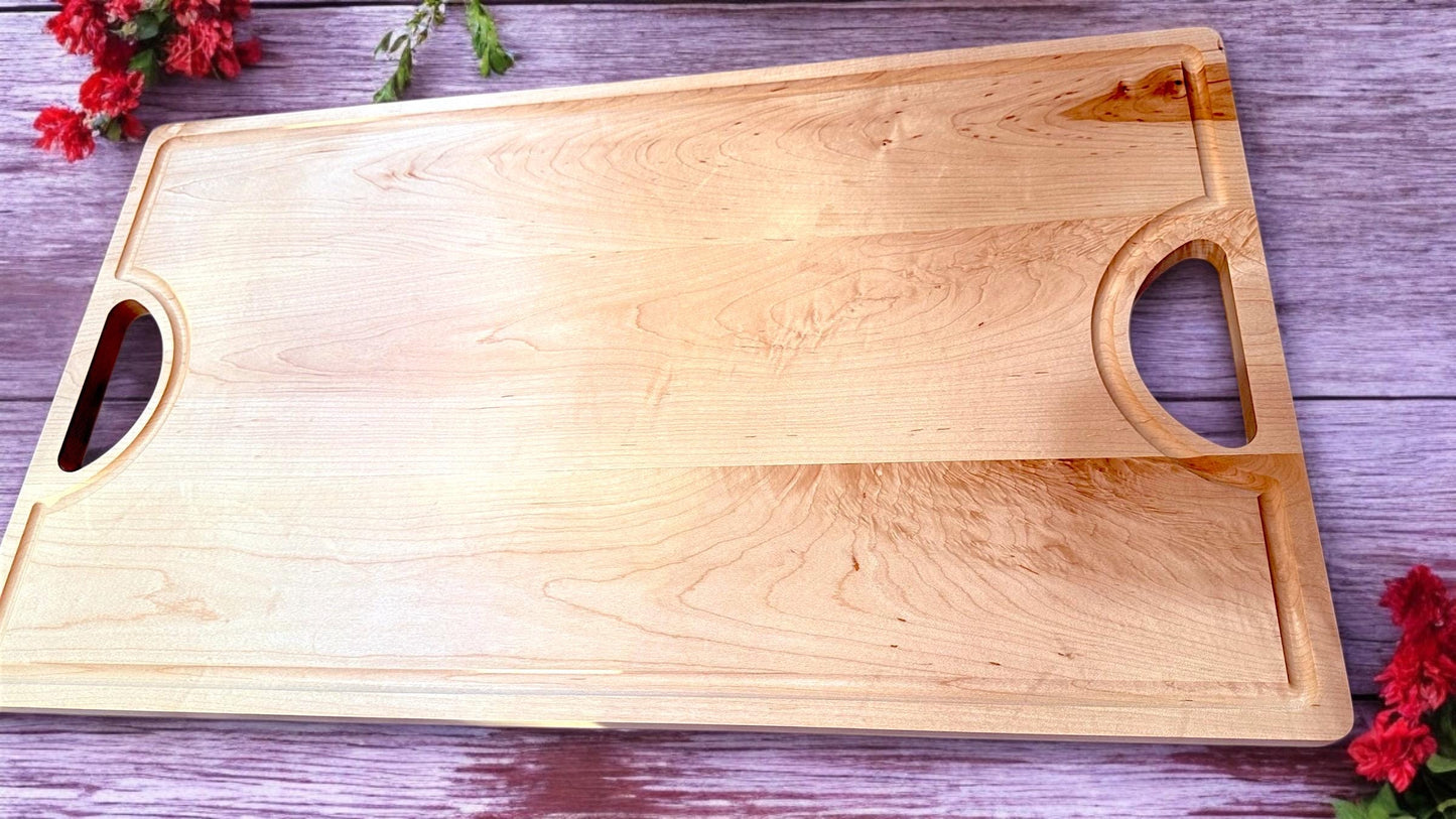 Hard Maple Charcuterie Board with Handle: Personalized Farmhouse Decor