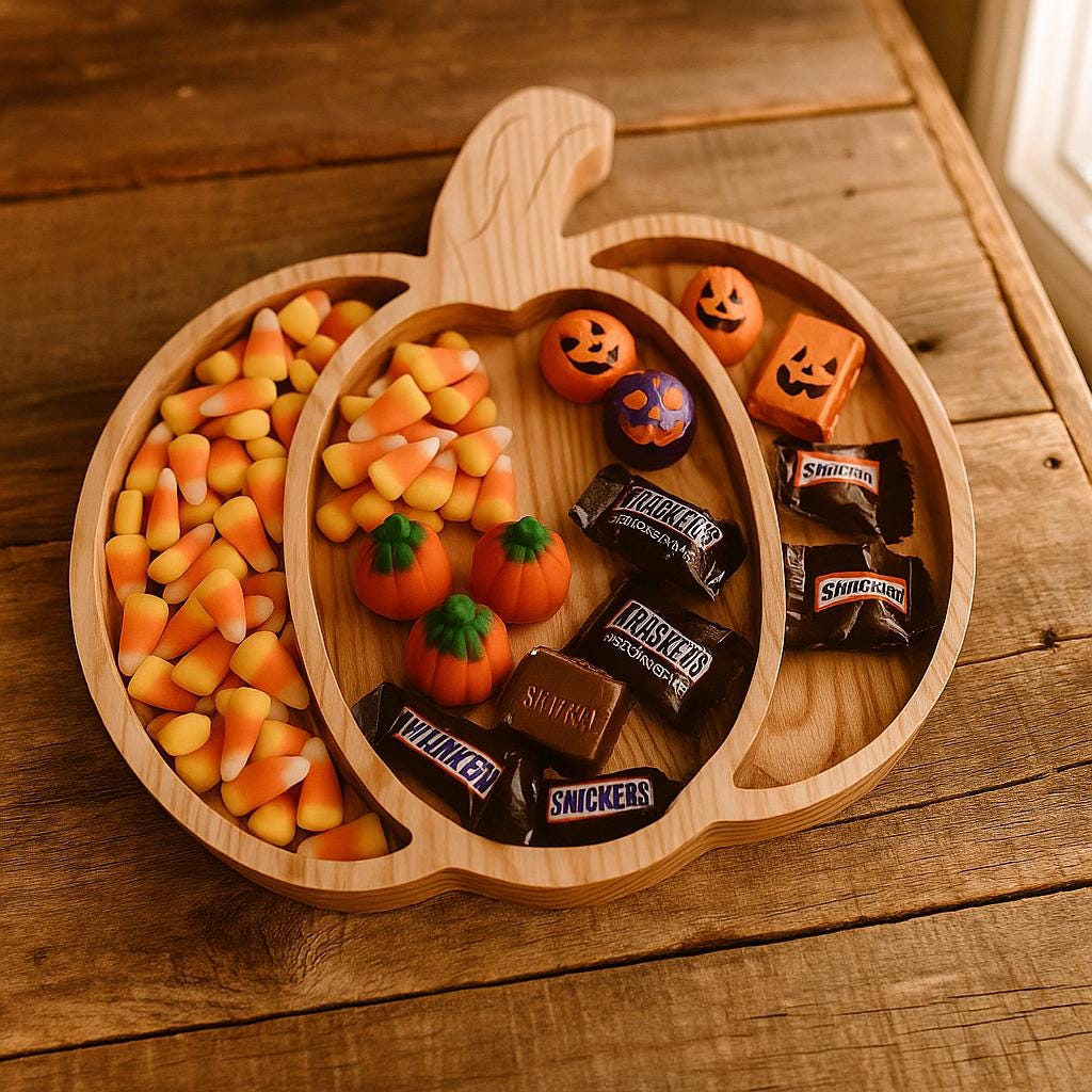 Pumpkin Fall Tray | Rustic Halloween Candy Thanksgiving Cheese Board, Autumn Harvest Party Decor