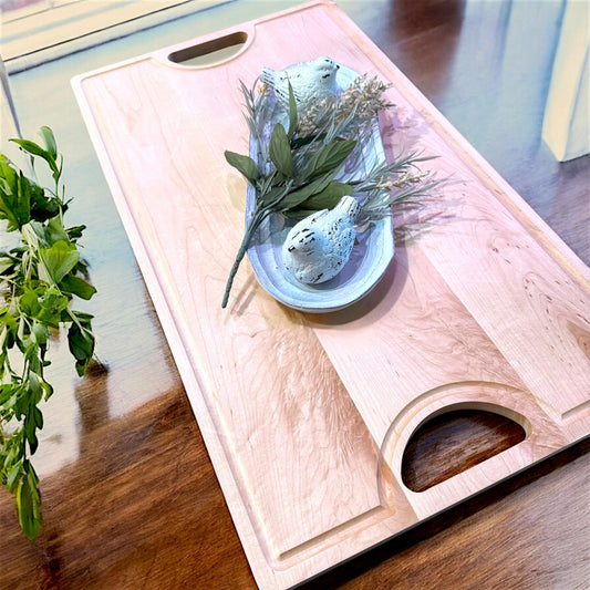 Hard Maple Charcuterie Board with Handle: Personalized Farmhouse Decor